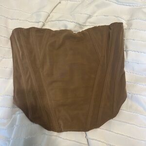 White Fox Brown Strapless Corset Top Size M